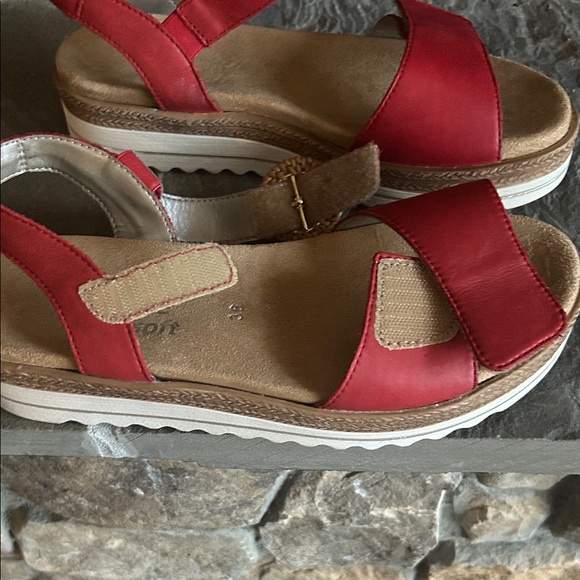 Remonte - Orange Women's Sandals with Tan Accents - Picture 6 of 7